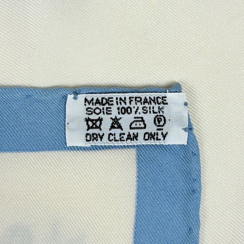 Hermes Carre 90 Monnaies Et Symboles Des Paris Coins and Symbols of Scarf Blue - White