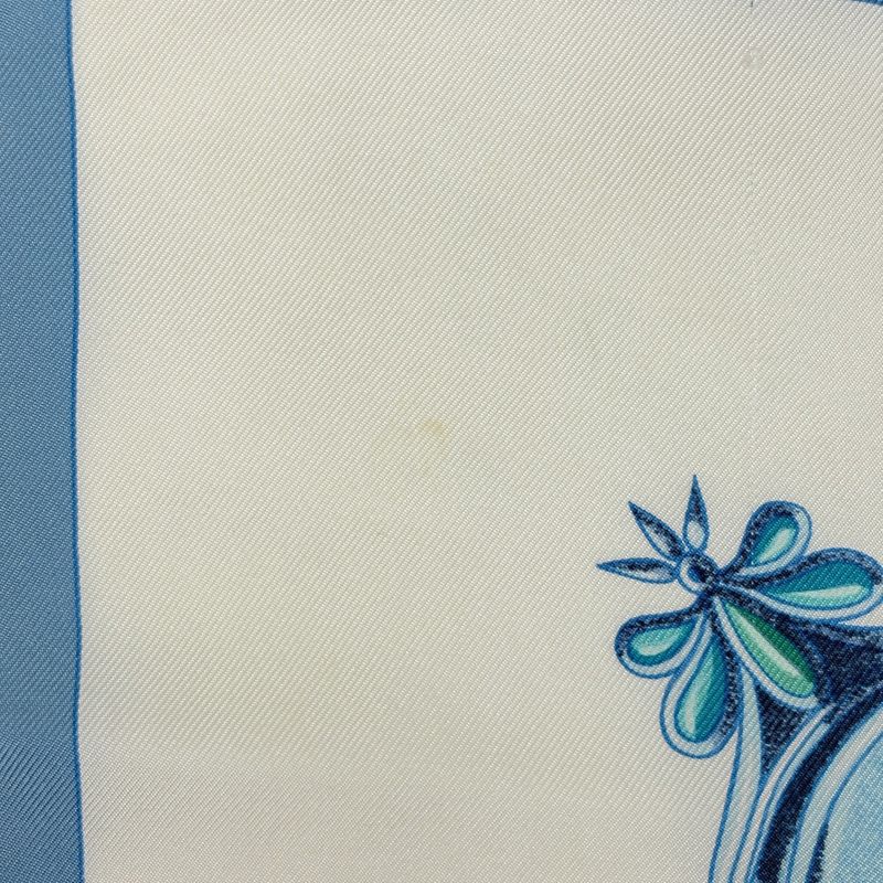 Hermes Carre 90 Monnaies Et Symboles Des Paris Coins and Symbols of Scarf Blue - White