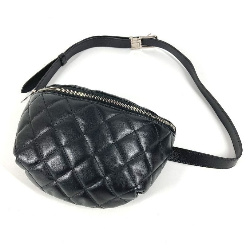 Chanel Belt Bag CC Logo Quilted Leather Black