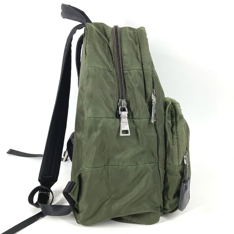 Prada Backpack Triangle Logo Nylon Khaki