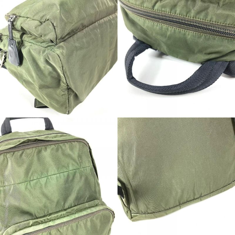 Prada Backpack Triangle Logo Nylon Khaki