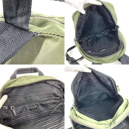 Prada Backpack Triangle Logo Nylon Khaki