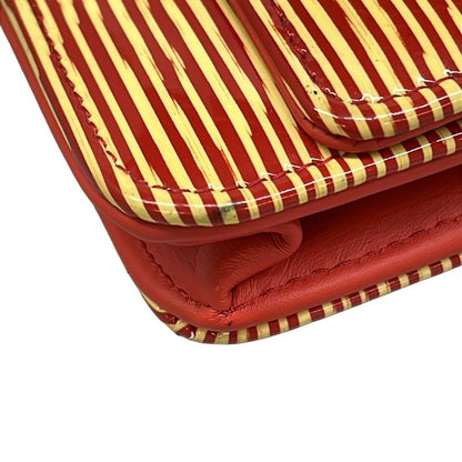 Chanel Wallet Red Yellow Chain Leather X