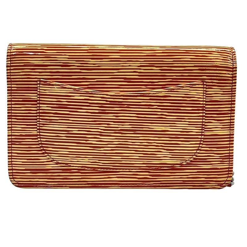 Chanel Wallet Red Yellow Chain Leather X