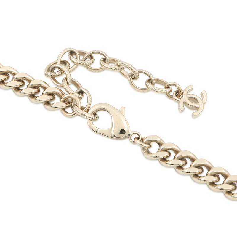 Chanel Necklace CC Logo Lock Choker Faux Pearl