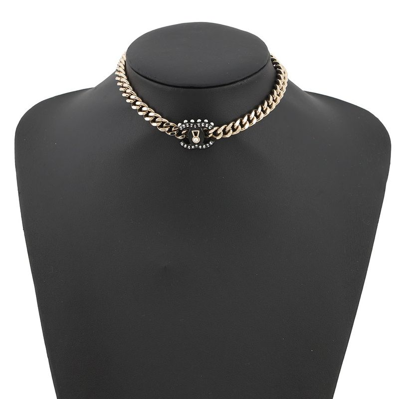 Chanel Necklace CC Logo Lock Choker Faux Pearl