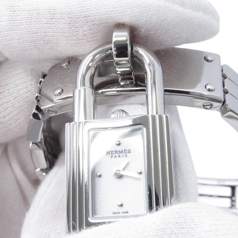 Hermes Kelly Watch Mini White Lacquer Dial Spark Ring Lacquer