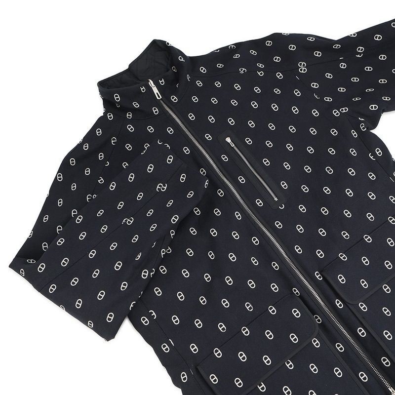 Hermes Coat Reversible Chaine D'ancre Short 34 Blue-marine