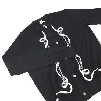 Hermes Cardigan Long Sleeve Felonerie Motif 36 Top Black