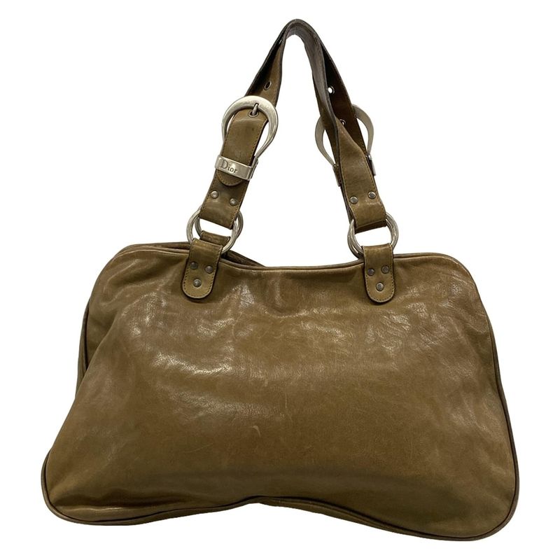 Dior Handbag Gaucho Khaki Light Brown Leather X Light