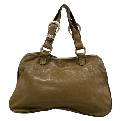 Dior Handbag Gaucho Khaki Light Brown Leather X Light