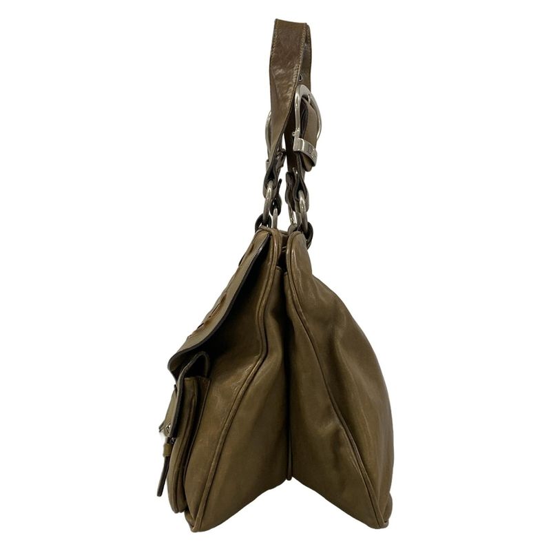 Dior Handbag Gaucho Khaki Light Brown Leather X Light