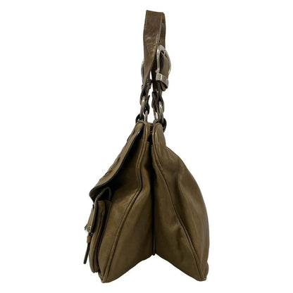 Dior Handbag Gaucho Khaki Light Brown Leather X Light