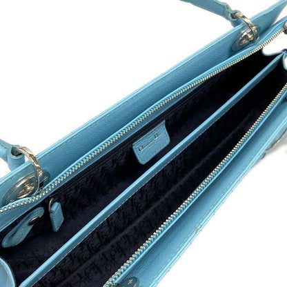 Dior Handbag Joy Cannage Stitch Blue Leather