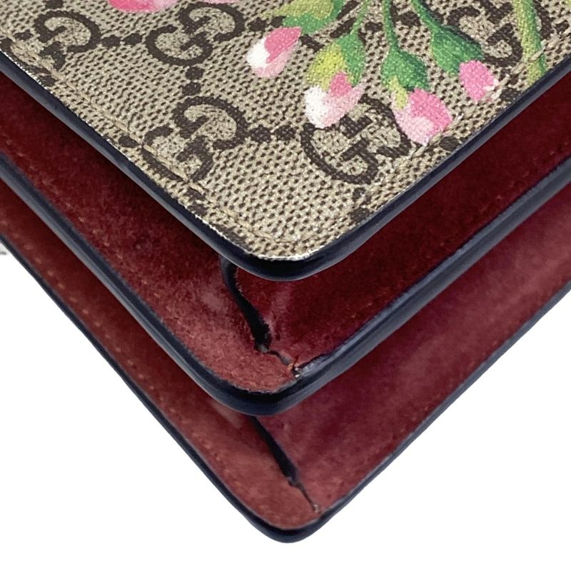 Gucci Shoulder Bag Dionysus GG Blooms Beige Pink Multi Chain X X Multi