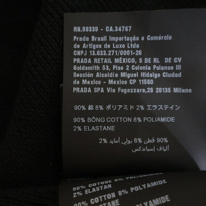 Prada Logo Embroidered Crew Neck Knit Black Flat