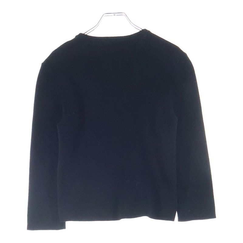 Prada Logo Embroidered Crew Neck Knit Black Flat