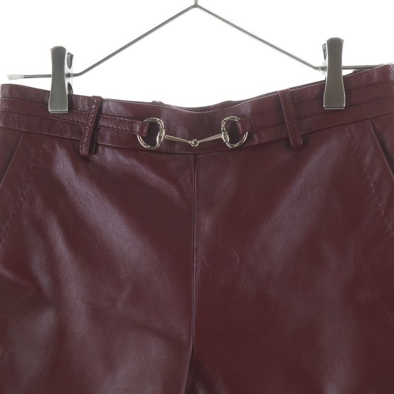 Gucci Horsebit Leather Shorts Red 38 Wine