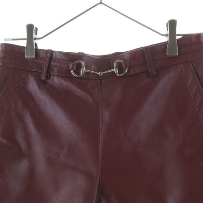 Gucci Horsebit Leather Shorts Red 38 Wine