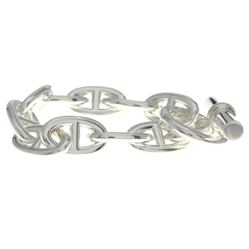Hermes Chaine D'ancre TGM 10 Pieces Chain Bracelet Silver