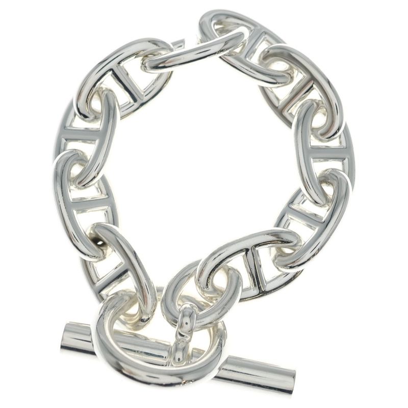 Hermes Chaine D'ancre TGM 10 Pieces Chain Bracelet Silver