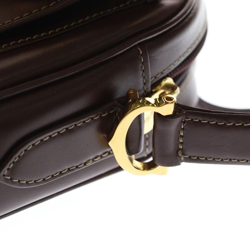 Cartier Must de Cartier Mini Shoulder Bag Gold Red Leather Bordeaux
