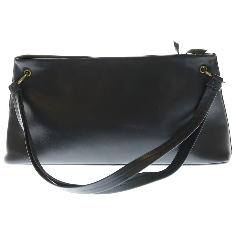 Gucci Shoulder Handbag Black Leather Gold