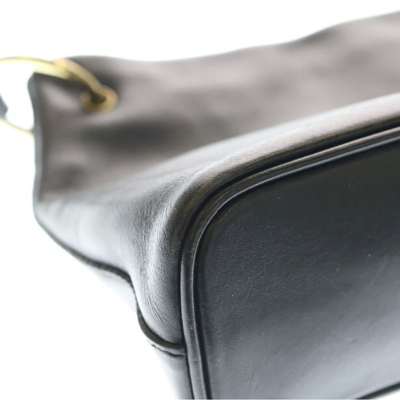 Gucci Shoulder Handbag Black Leather Gold