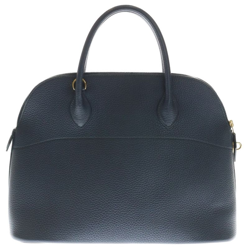 Hermes Bolide 35 Navy Ardennes Silver Handbag