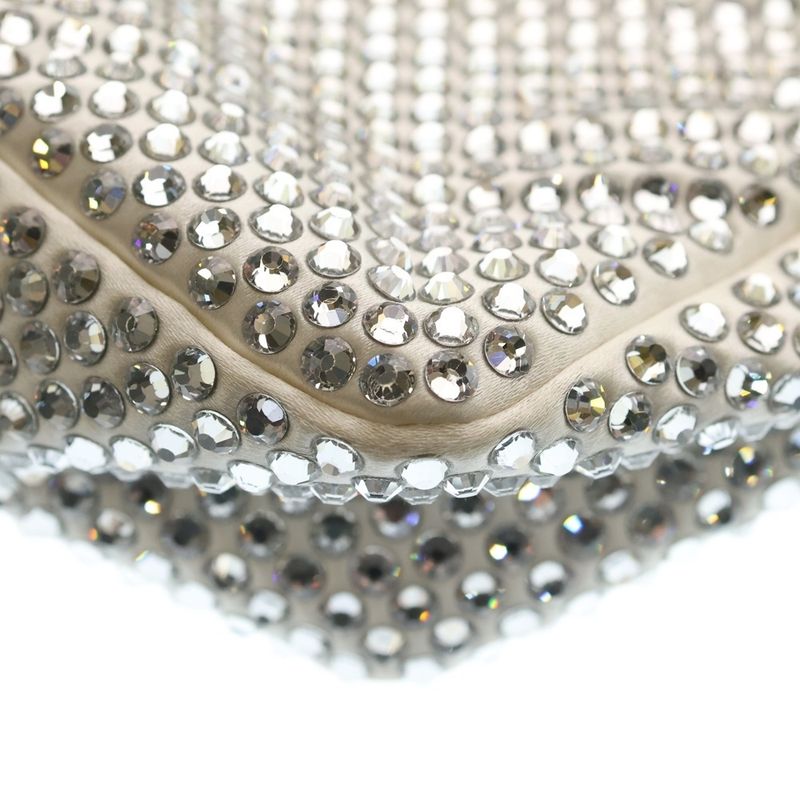 Prada Shoulder Bag Rhinestone White Nylon Silver