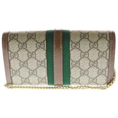 Gucci Jackie GG Supreme Chain Wallet Shoulder Bag Gold Beige