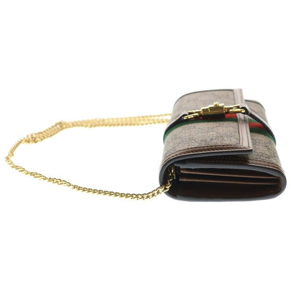 Gucci Jackie GG Supreme Chain Wallet Shoulder Bag Gold Beige