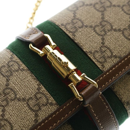 Gucci Jackie GG Supreme Chain Wallet Shoulder Bag Gold Beige