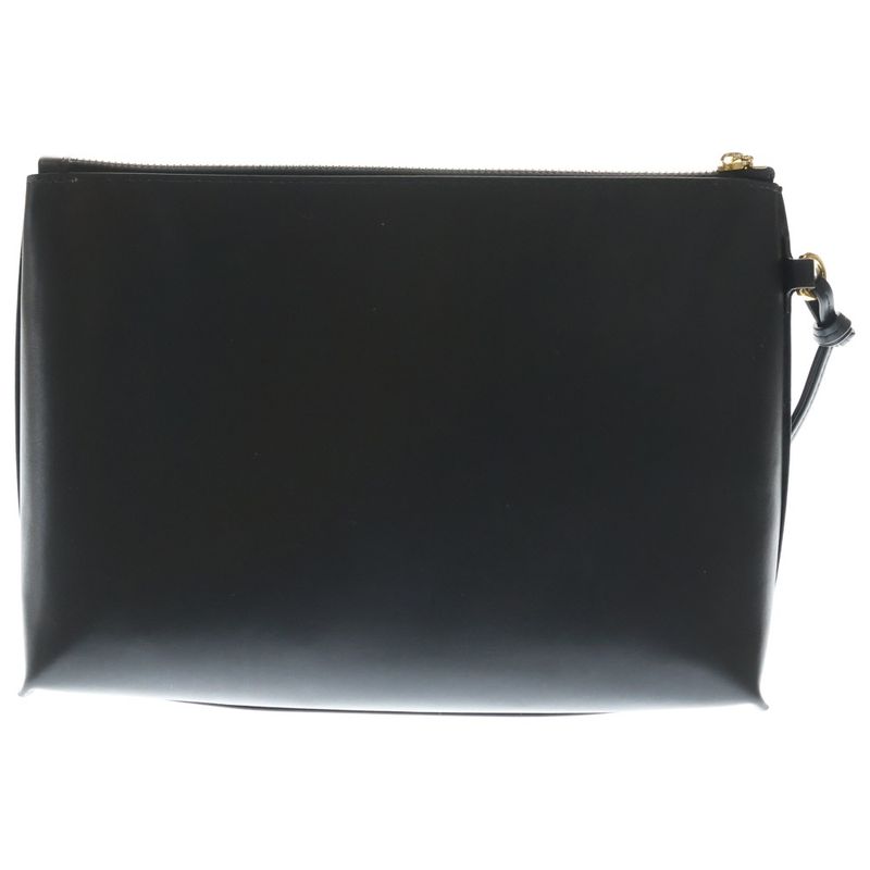 Loewe Embossed Logo Leather Tpouch Hand Clutch Second Gold Black
