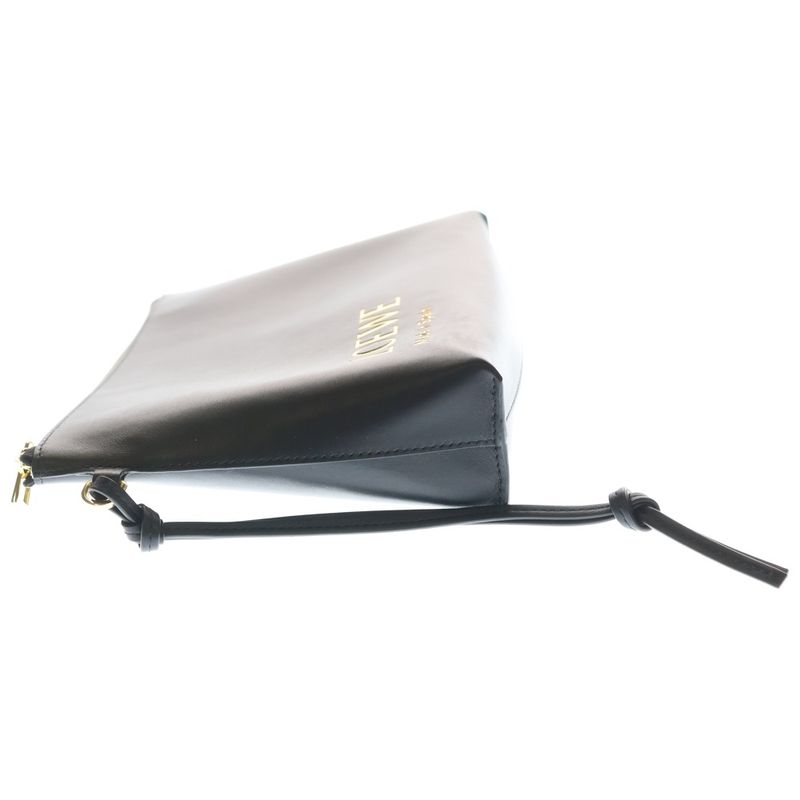 Loewe Embossed Logo Leather Tpouch Hand Clutch Second Gold Black