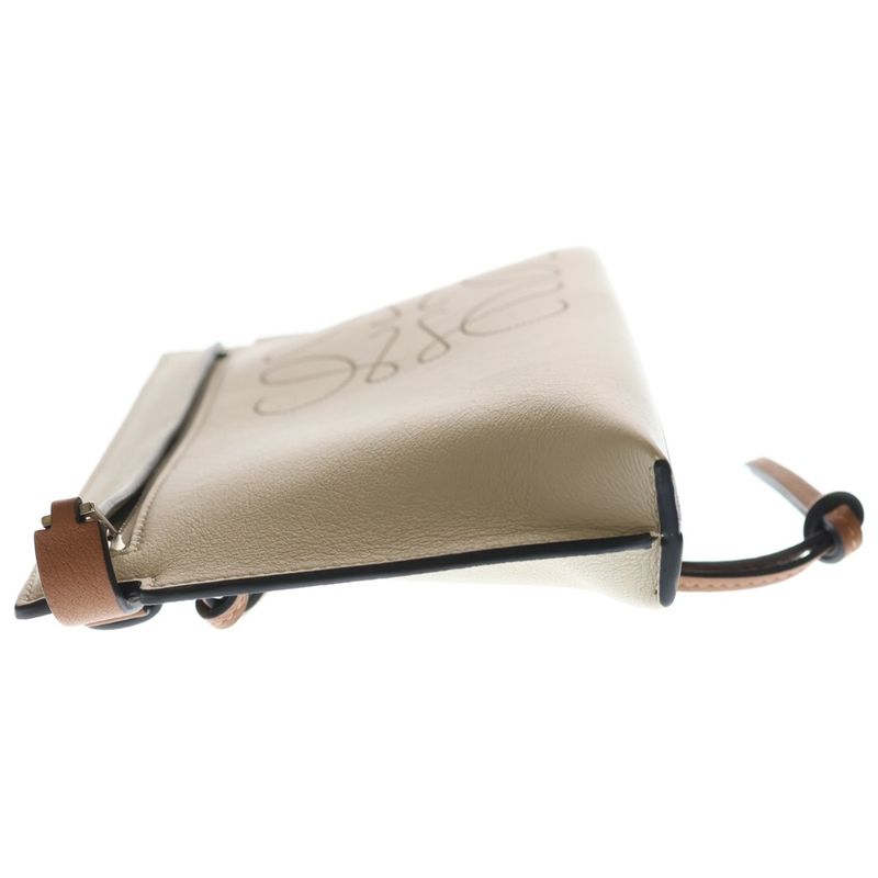 Loewe Clutch Tpouch Mini Anagram Logo Classic Calf Leather Beige