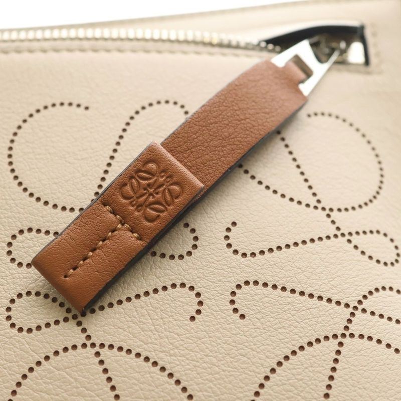 Loewe Clutch Tpouch Mini Anagram Logo Classic Calf Leather Beige