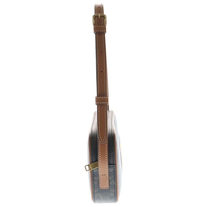 Celine Cuir Triomphe Logo Embroidery Leather Mini Camera Bag Brown