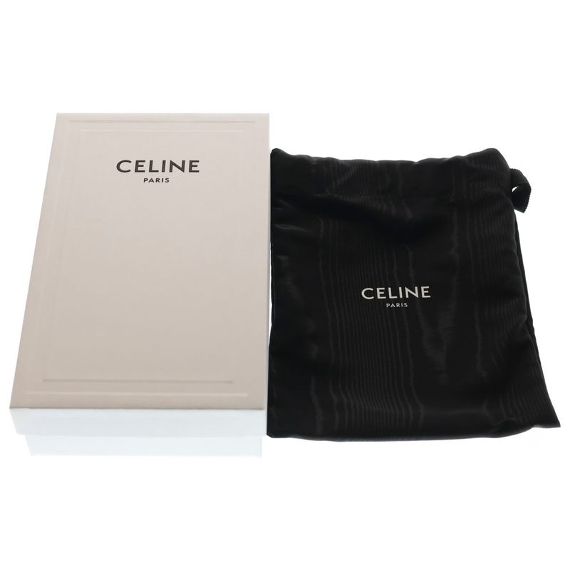 Celine Cuir Triomphe Logo Embroidery Leather Mini Camera Bag Brown