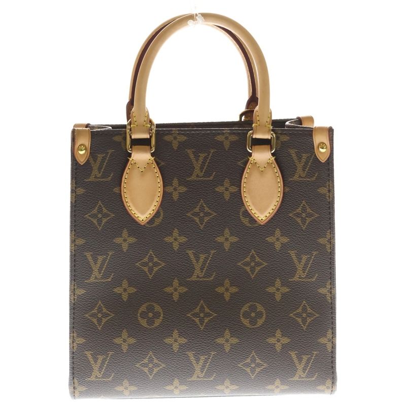 Louis Vuitton Sac Plat BB Monogram Leather 2-Way Shoulder Bag Gold