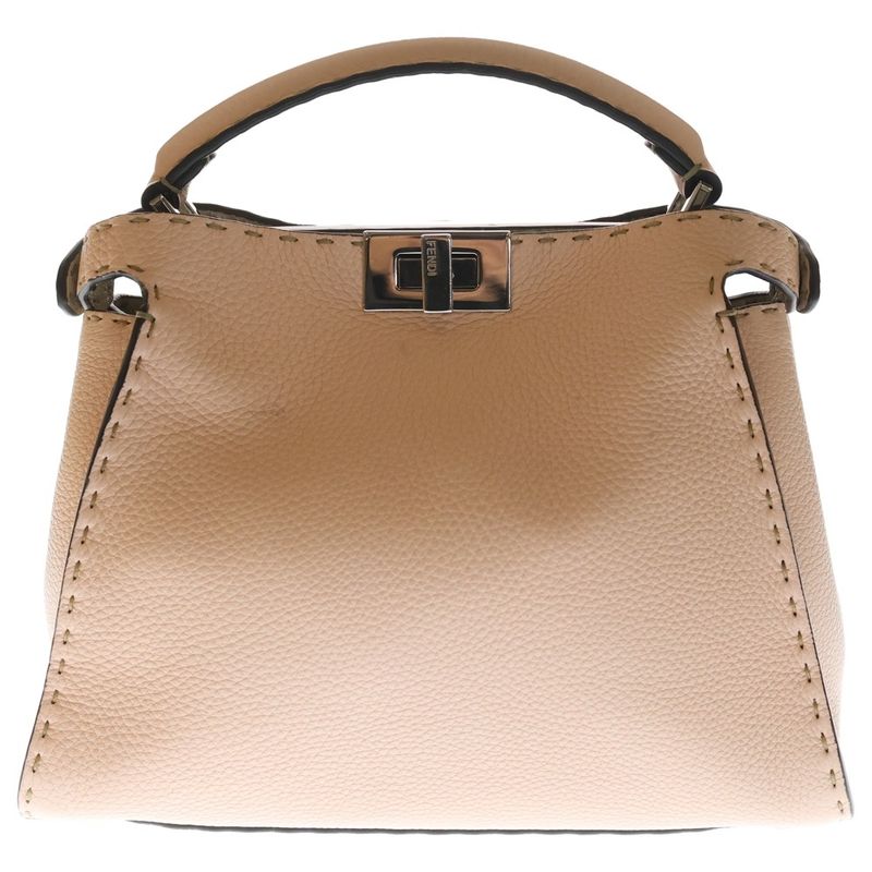 Fendi Peekaboo Selleria Essential Shoulder Bag Pink Leather