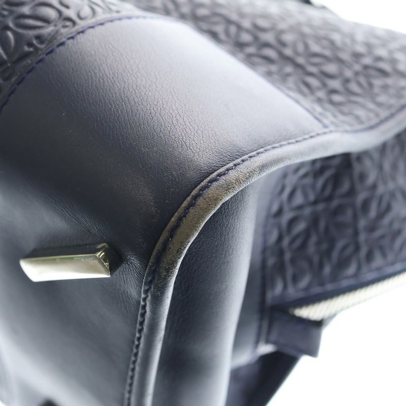 Loewe Amazona 44 Anagram Tote Navy Leather Silver