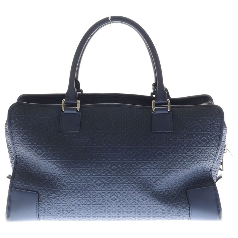 Loewe Amazona 44 Anagram Tote Navy Leather Silver