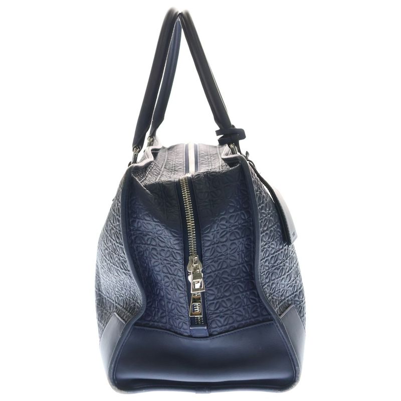 Loewe Amazona 44 Anagram Tote Navy Leather Silver