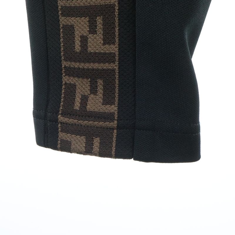 Fendi Zucca Pattern Sideline Tape Jersey Track Pants Black Brown