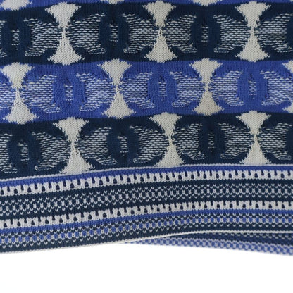 Chanel CC Logo All Over Jacquard Sleeveless Knit Top Blue Flat