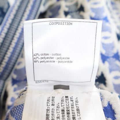 Chanel CC Logo All Over Jacquard Sleeveless Knit Top Blue Flat