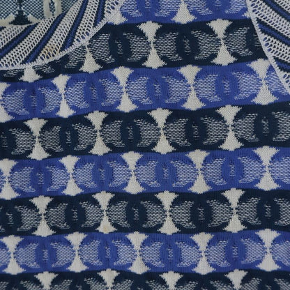 Chanel CC Logo All Over Jacquard Sleeveless Knit Top Blue Flat