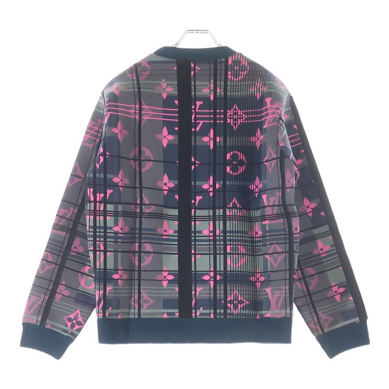 Louis Vuitton Monogram Jacquard Plaid Pullover Sweatshirt Navy Pink Sweater Navypink