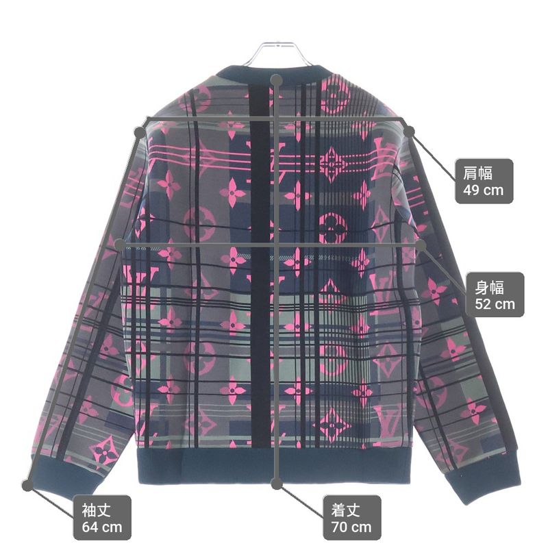 Louis Vuitton Monogram Jacquard Plaid Pullover Sweatshirt Navy Pink Sweater Navypink